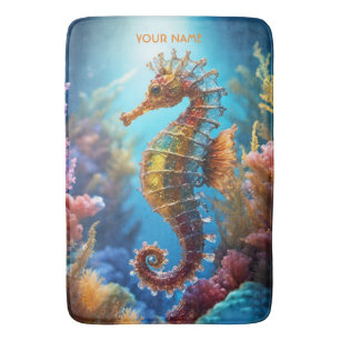 Alfombrilla De Baño Fantasy Cute Transparent Crystal Seahorse