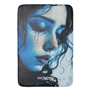 Alfombrilla De Baño Fantasy Cute Triste Chica Azul