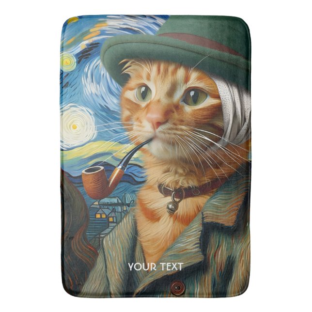 Alfombrilla De Baño Fantasy Cute Van Gogh Gorra (Frente vertical)