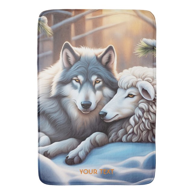 Alfombrilla De Baño Fantasy Cute Vivid Sheep Wolf Winter (Frente vertical)