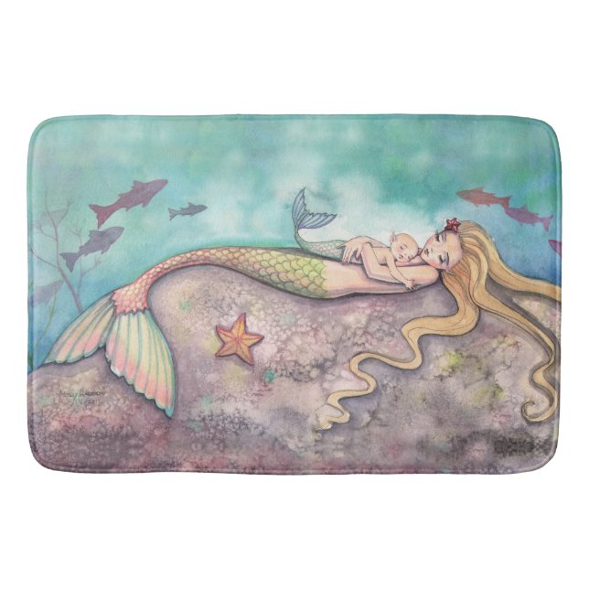 Alfombrilla De Baño Fantasy Ilustracion de arte de la sirena de las si (Anverso)