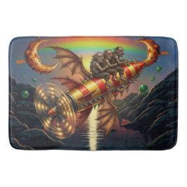 Alfombrilla De Baño Fantasy Image 3 Trolls On A Retro Rocket