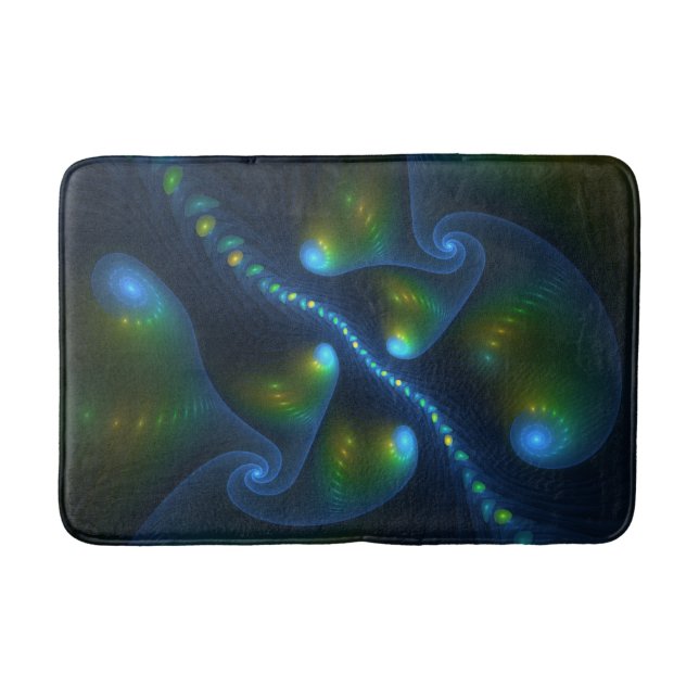 Alfombrilla De Baño Fantasy Lights Abstract Blue Green Yellow Fractal (Anverso)