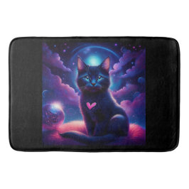Alfombrilla De Baño Fantasy Scene Black Kitten Beautiful Blue Eyes
