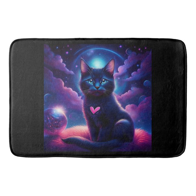 Alfombrilla De Baño Fantasy Scene Black Kitten Beautiful Blue Eyes (Anverso)