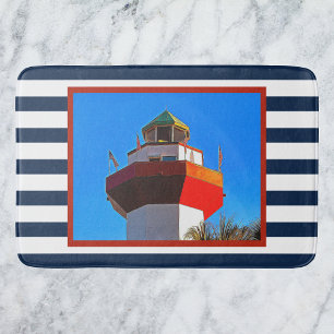 Alfombrilla De Baño Faro de la ciudad del puerto de la isla de Head en