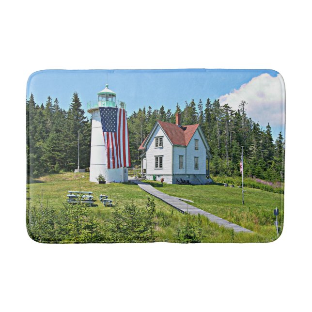Alfombrilla De Baño Faro de Little River, Cutler Maine Bath Mat (Anverso)