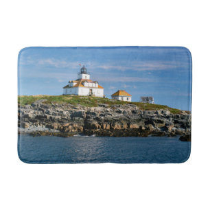Alfombrilla De Baño Faro de roca de huevo, Bar Harbour Maine Bath Mat