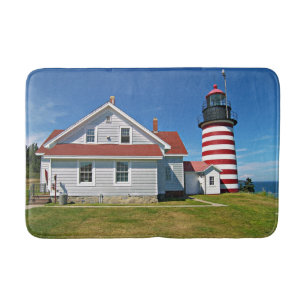 Alfombrilla De Baño Faro principal del oeste de Quoddy, Maine