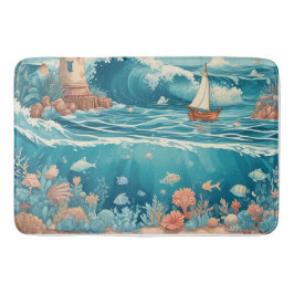 Alfombrilla De Baño Faro y ensueño oceánico