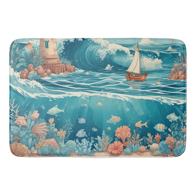 Alfombrilla De Baño Faro y ensueño oceánico (Anverso)