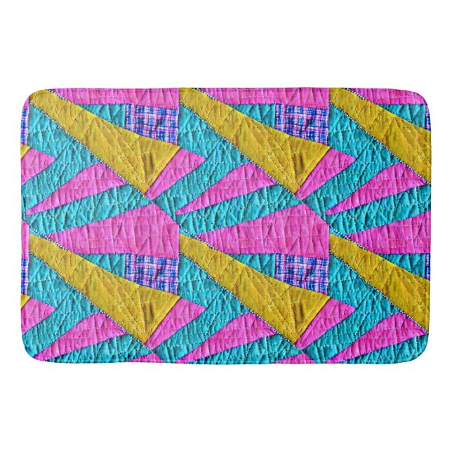 Alfombrilla De Baño Faux Patchwork Quilt Inspired Boho (Anverso)