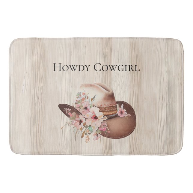 Alfombrilla De Baño Faux Rusam Cream Wood Rosa Rosa Cowgirl (Anverso)