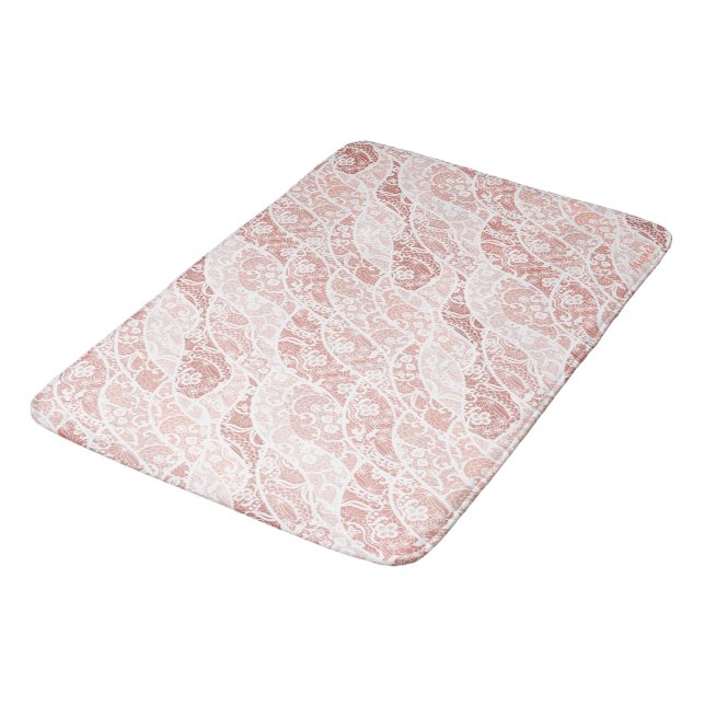 Alfombrilla De Baño Faux White Lace Fishnet Bath Mat (Angular)
