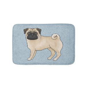 Alfombrilla De Baño Fawn Pug Mops Raza Perro Personalizado Ilustracion