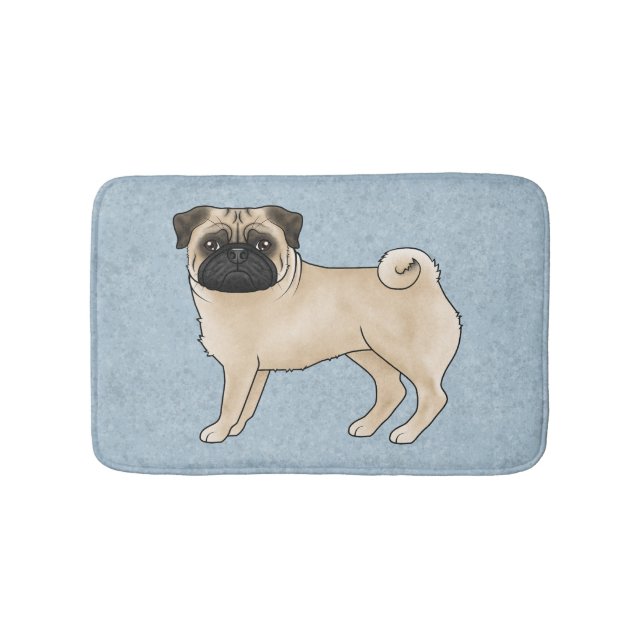 Alfombrilla De Baño Fawn Pug Mops Raza Perro Personalizado Ilustracion (Anverso)