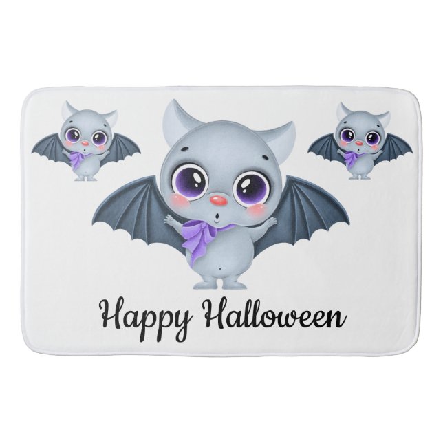 Alfombrilla De Baño Felices Bats de Halloween (Anverso)
