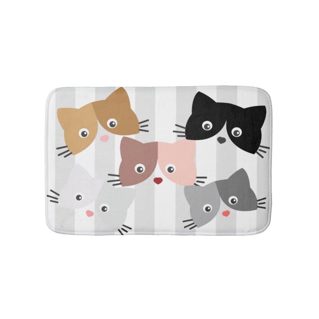 Alfombrilla De Baño Felices gatitos curiosos (Anverso)