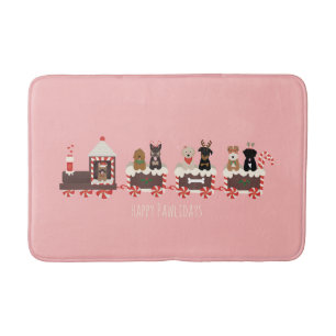 Alfombrilla De Baño Felices Pawlidays Perro Navidad Tren Navideño