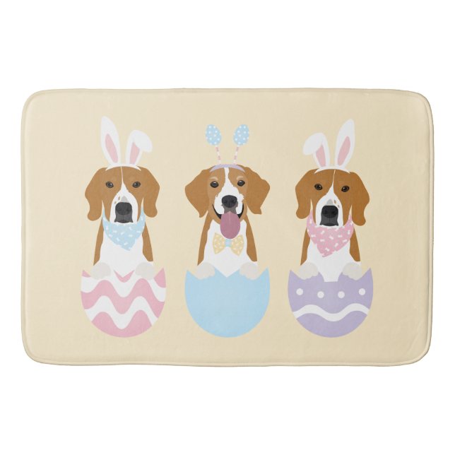 Alfombrilla De Baño Felices Perros Beagle de Pascua (Anverso)