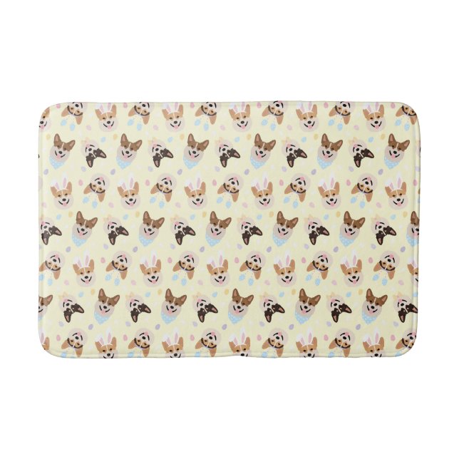 Alfombrilla De Baño Felices perros Corgi galeses de Pascua (Anverso)