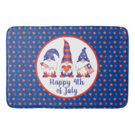 Alfombrilla De Baño Feliz 4 de julio de gnomos azul rojo blanco