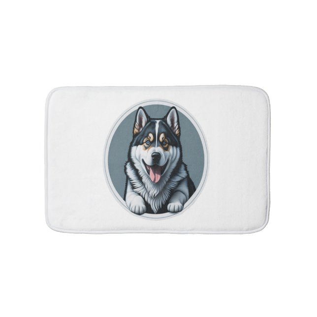 Alfombrilla De Baño feliz alasqués Malamute (Anverso)