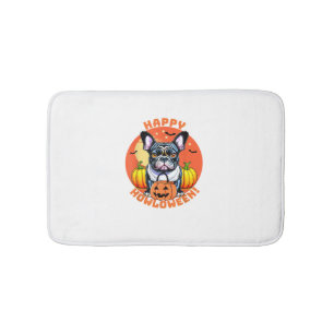 Alfombrilla De Baño Feliz Bulldog francés hallow