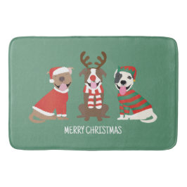 Alfombrilla De Baño Feliz Bulldog navideño