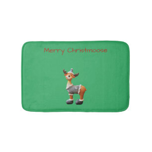 Alfombrilla De Baño Feliz Christmoose con sombrero  