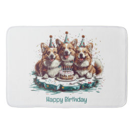 Alfombrilla De Baño Feliz cumpleaños Pembroke Welsh Corgi Dogs