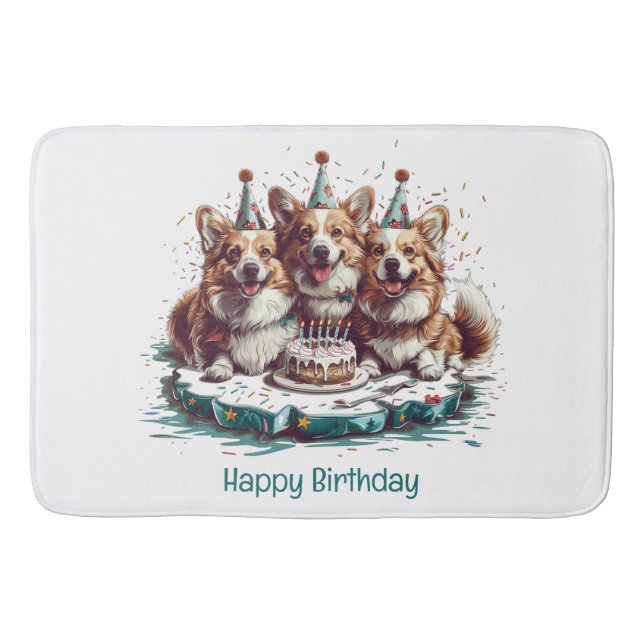 Alfombrilla De Baño Feliz cumpleaños Pembroke Welsh Corgi Dogs (Anverso)