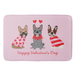 Alfombrilla De Baño Feliz Día de San Valentín Bulldoges franceses