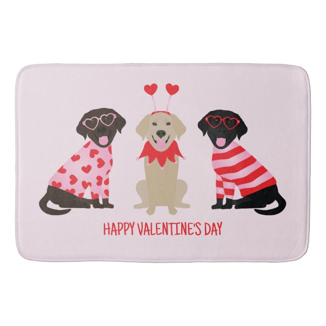Alfombrilla De Baño Feliz Día de San Valentín Labrador recuperar perro (Anverso)