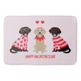 Alfombrilla De Baño Feliz día de San Valentín perros Labrador Retrieve