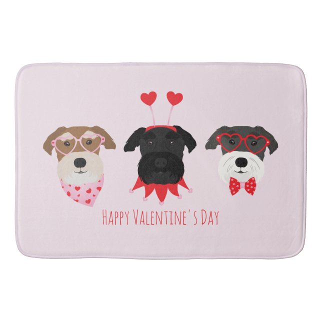 Alfombrilla De Baño Feliz Día de San Valentín Perros Schnauzer (Anverso)