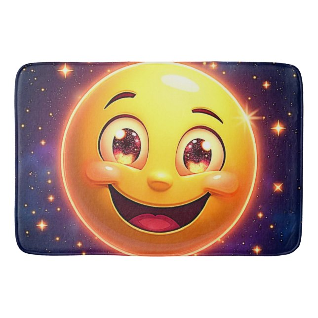 Alfombrilla De Baño Feliz Emoji de ojos cósmicos (Anverso)