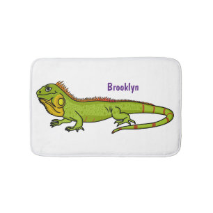Alfombrilla De Baño Feliz ilustracion personalizado de iguana verde