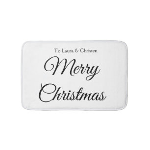 Alfombrilla De Baño Feliz Navidad añadir nombre de texto personalizado