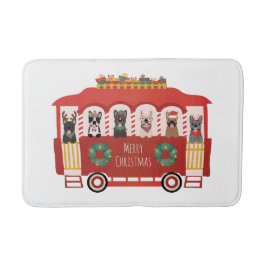 Alfombrilla De Baño Feliz Navidad Bulldoges franceses Holiday Trolly