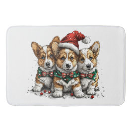 Alfombrilla De Baño Feliz Navidad Cachorros Pembroke Welsh Corgi