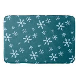 Alfombrilla De Baño Feliz Navidad Copo de Nieve Azul Fiesta de Inviern