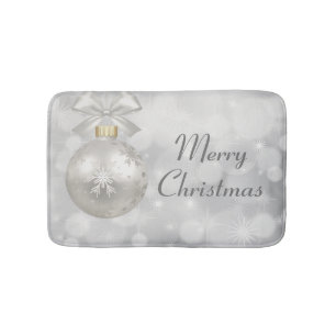 Alfombrilla De Baño Feliz Navidad Elegante Navidad Plata