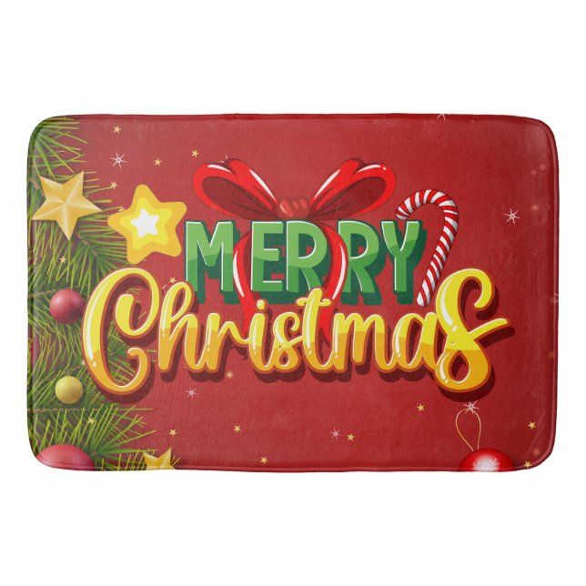 Alfombrilla De Baño Feliz Navidad Feliz Navidad Navidad Diversión Verd (Anverso)