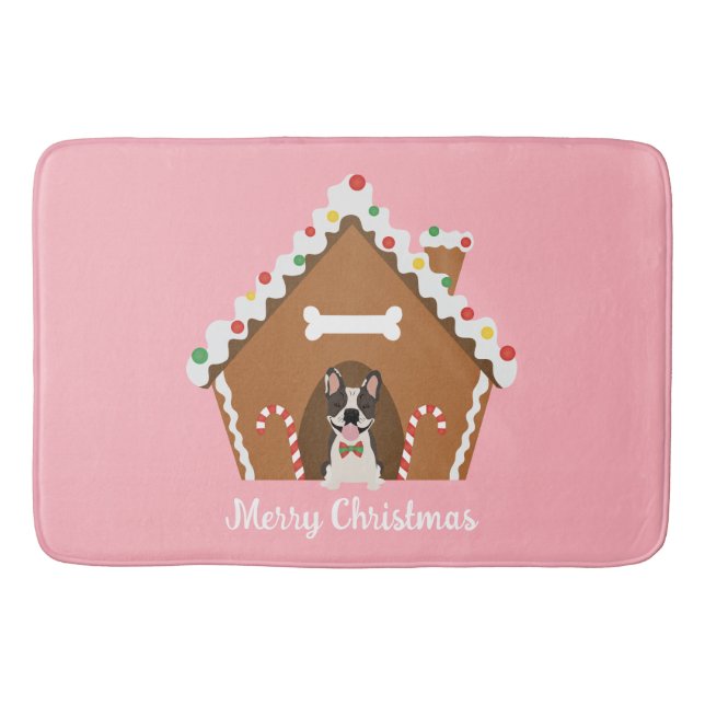 Alfombrilla De Baño Feliz Navidad Gingerbread Dog House (Anverso)