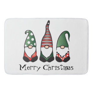 Alfombrilla De Baño Feliz Navidad Gnomes Verde Rojo