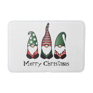Alfombrilla De Baño Feliz Navidad Gnomes Verde Rojo