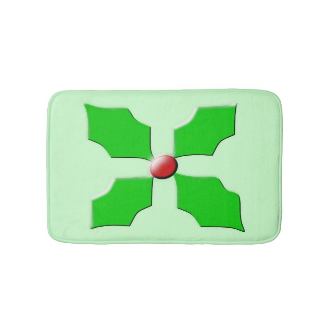 Alfombrilla De Baño Feliz Navidad Holly Bath Mat (Anverso)