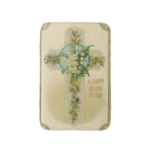 Alfombrilla De Baño Feliz Pascua para usted - Tarjeta postal antigua,