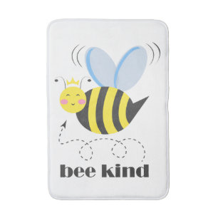 Alfombrilla De Baño Feliz princesa de abejas con corona y lema Bee Kin